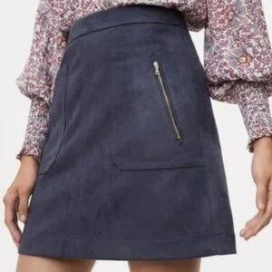 LOFT Faux Suede Blue  Pocket Mini Skirt NWT Size 14